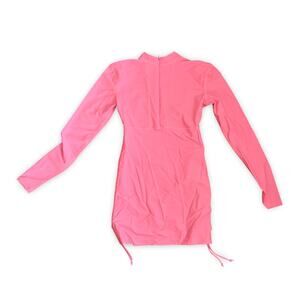 Sailbee Women’s Long Sleeve Zip Swim Dress Pink Rash Guard Ruched Cover Up S